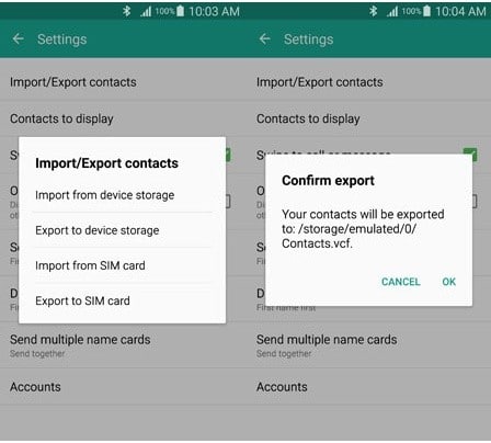 import contacts from Samsung copy