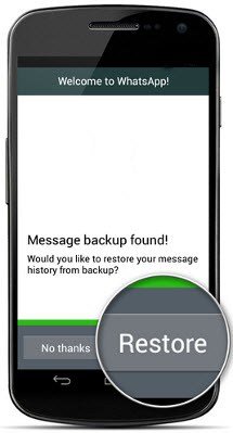 Restore WhatsApp messages from backup