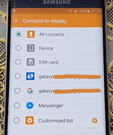Check Contacts Settings - Make Sure All Contacts Are Displayed On Samsung Galaxy