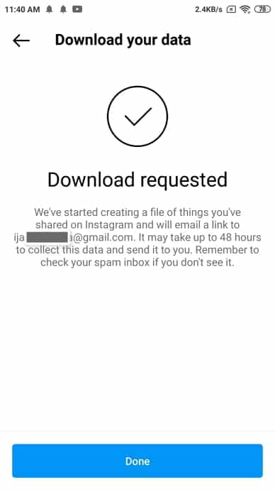 Request Download To Recover Deleted Instagram Messages Via Instagram Download Data Feature