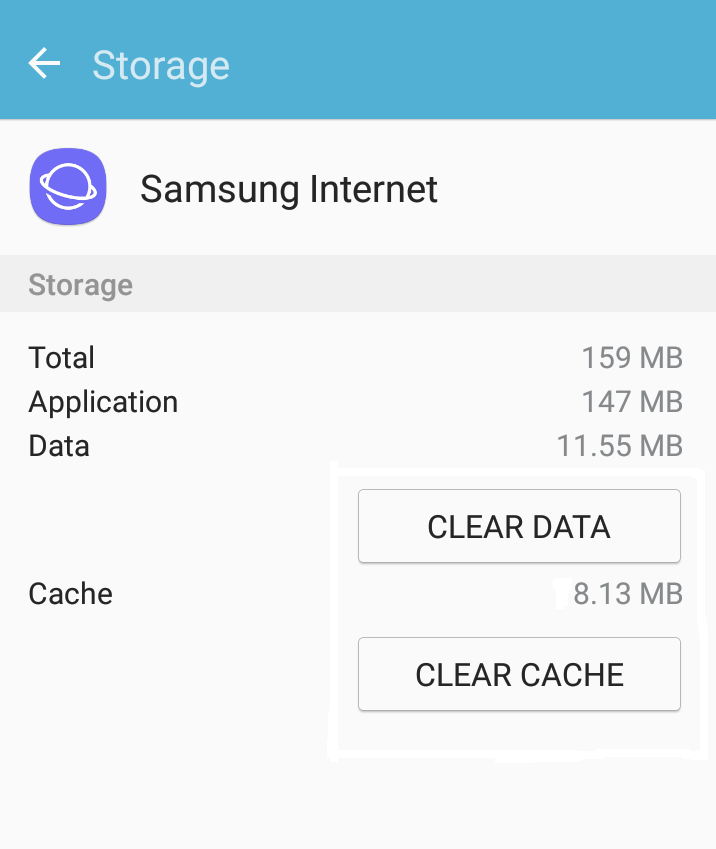 Clear Cache and Clear Data Of Samsung Internet