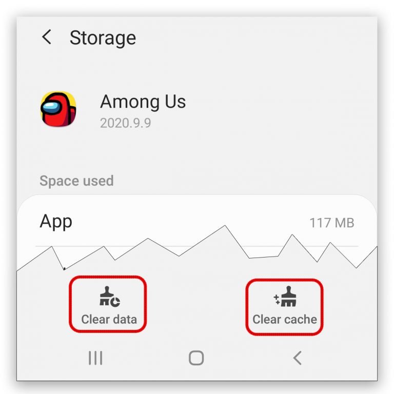 Clear cache and data of Among us game app