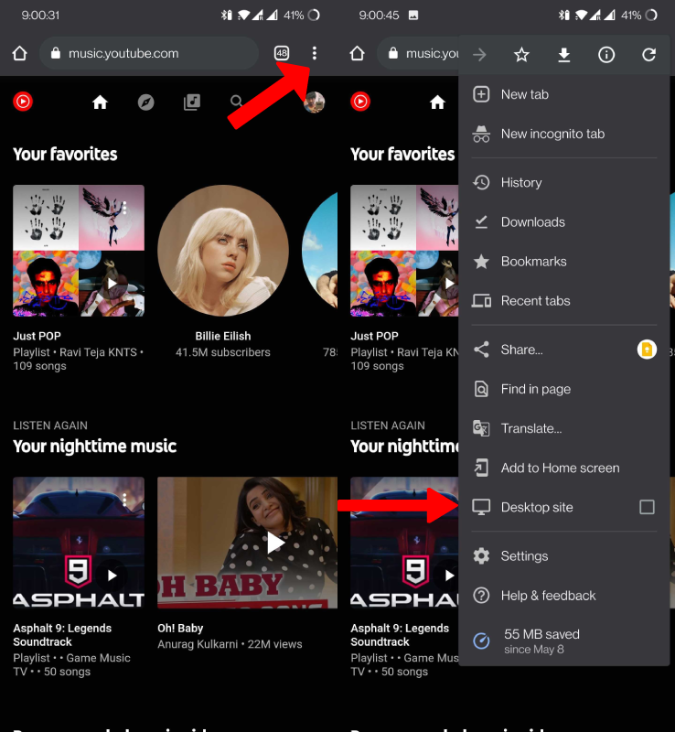 Play YouTube Music In Backround Via YouTube Music Website