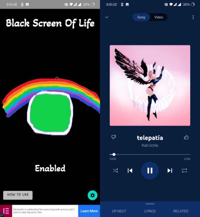 YouTube music background play app Black Screen of Life