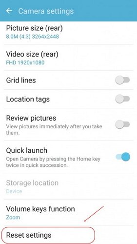 Reset Camera Settings