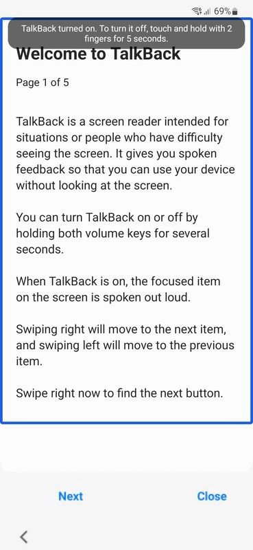 Enable talkback assistant