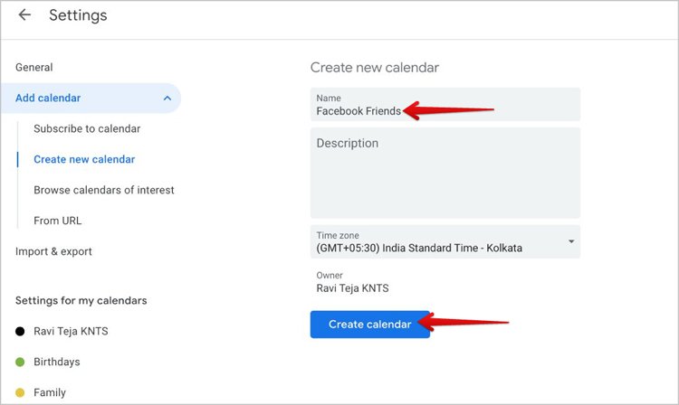 Step 7 - Importing Birthdays From Facebook To Google Calendar
