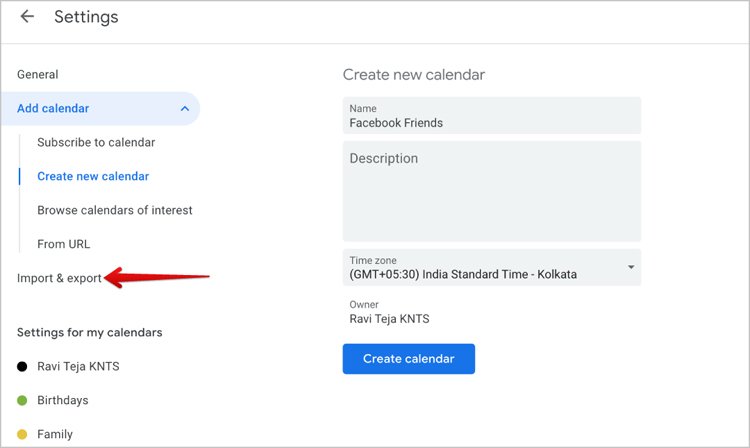 Step 8 - Importing Birthdays From Facebook To Google Calendar