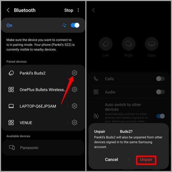 Unpair And Then Pair Galaxy Buds