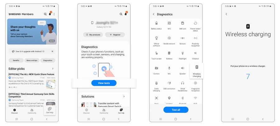 View wireless charger performance with Samsung Members