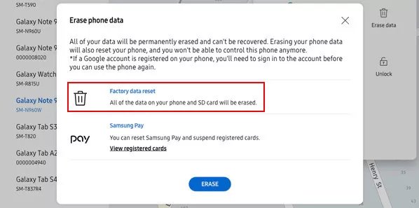 Factory Reset Android Phone with Samsung Find My Mobile