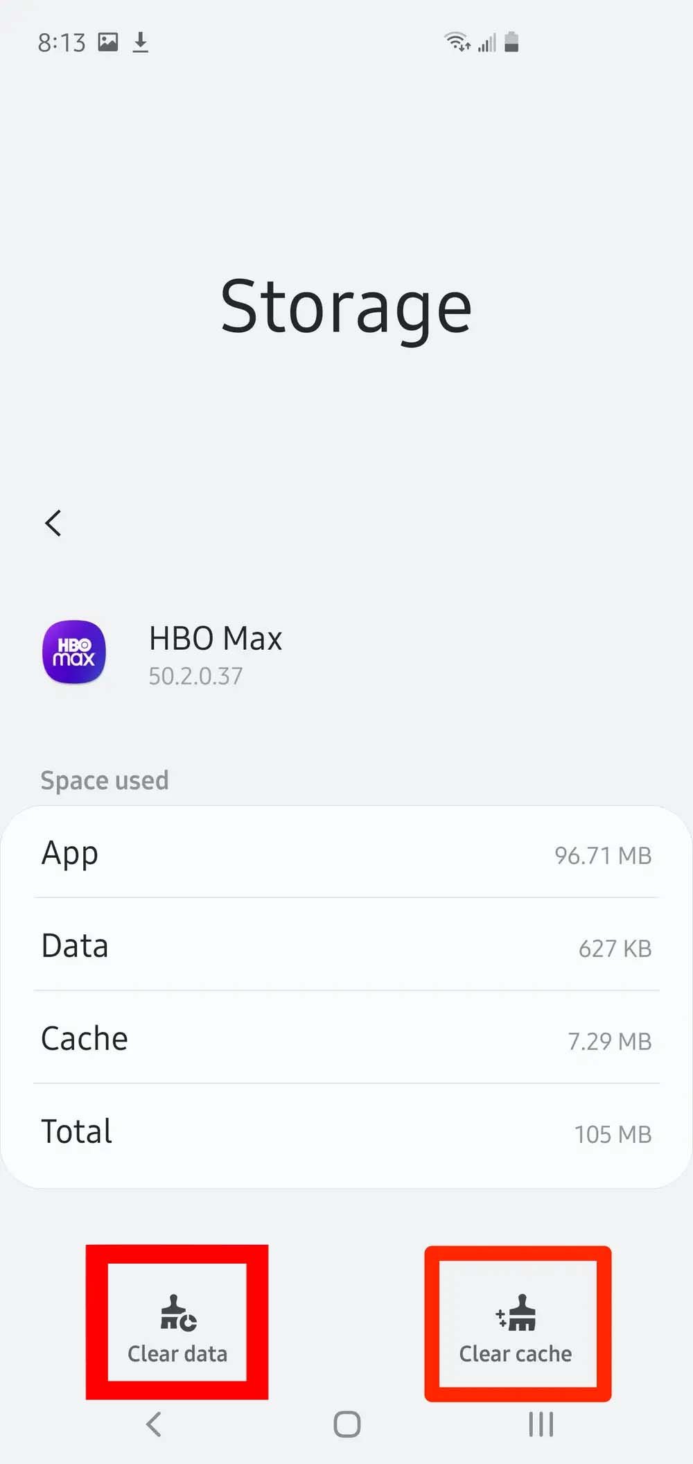 Clear cache and data of HBO Max App