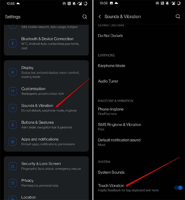 Enable Touch Vibration In Android