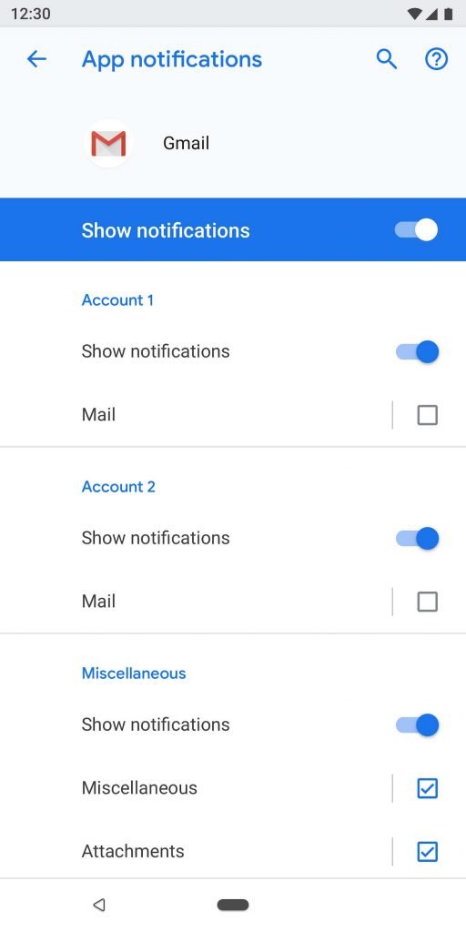 Show notifications setting