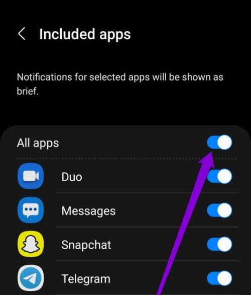 Allow notifications for all apps