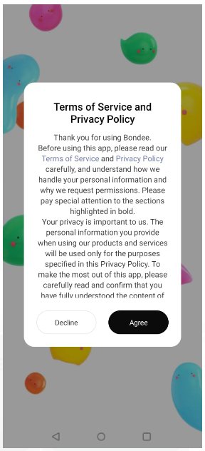 Launch Bondee app and agree term of use