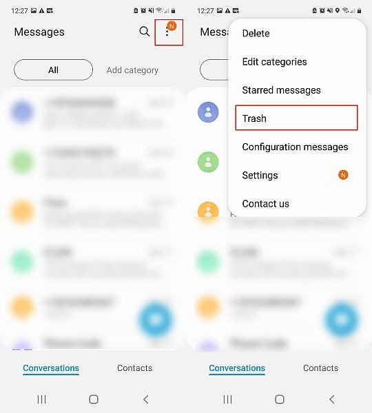 Restore SMS Using SMS Trash On Samsung