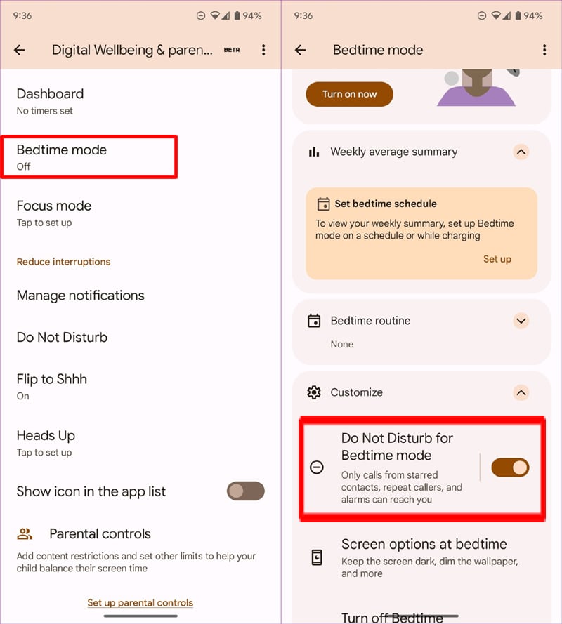 Turn OFF Do Not Disturb During Bedtime