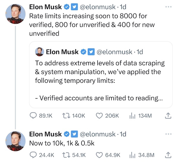 Twitter Rate Limit Updates