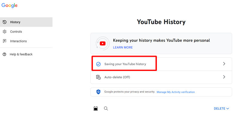 Tap On Saving Your YouTube History
