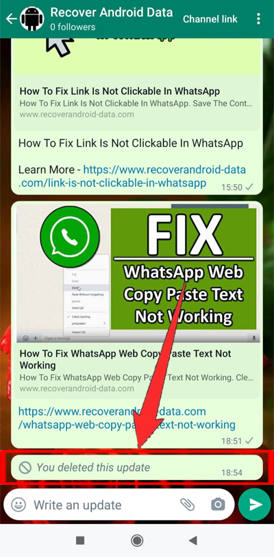 Deleted Update Message on WhatsApp Channel