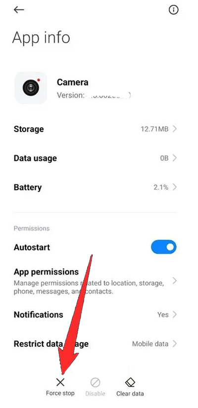Force Stop Camera App On Redmi Note 10 Pro or Redmi Note 10 Pro Max