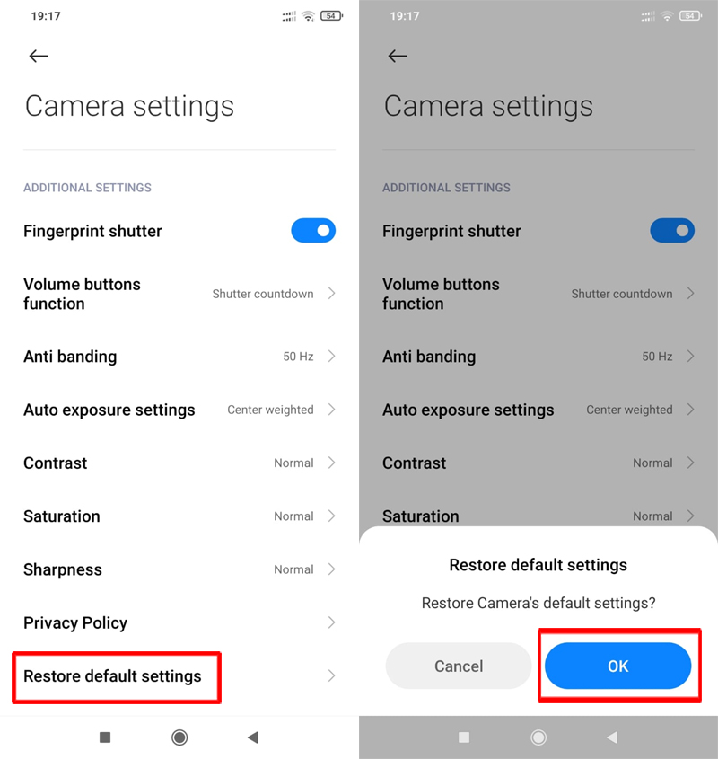 Restore Camera Settings To Default On Redmi Phone