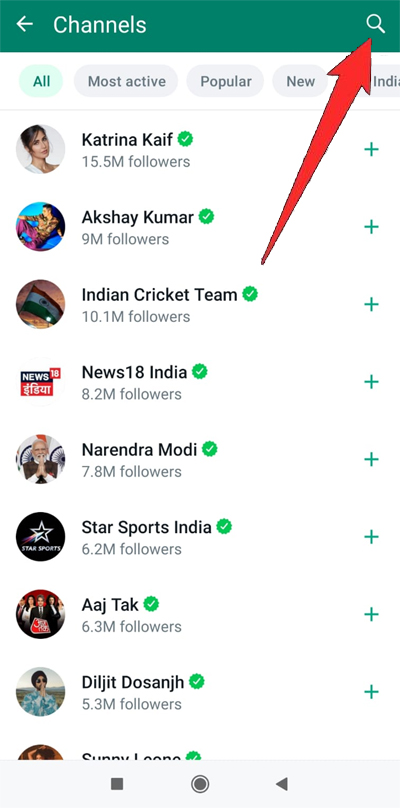 Use Search Option To Search Favorite Channel on WhatsApp