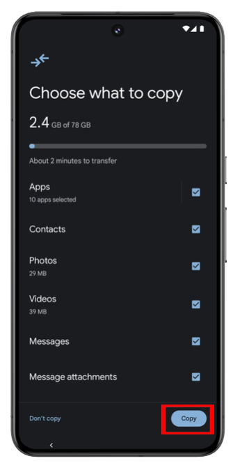 Copy Data From iPhone To Pixel 8 or Pixel 8 Pro