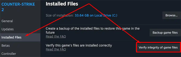 CS2 Verify Integrity of Files