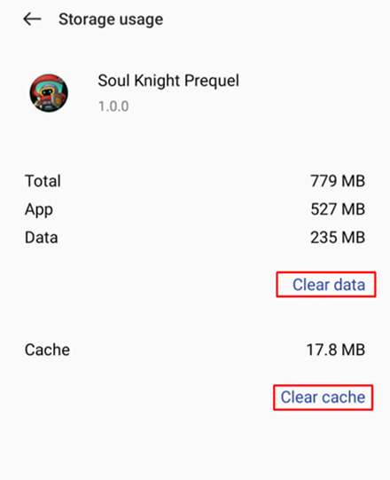 Clear Cache and Data of Soul Knight Prequel