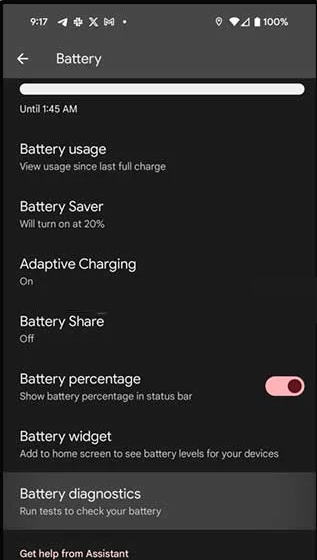 Run Battery Diagnostic Test on Pixel 8 Series Phones