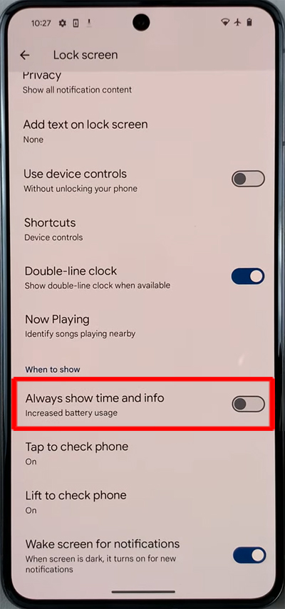 Turn Off Always On Display on Pixel 8 Series
