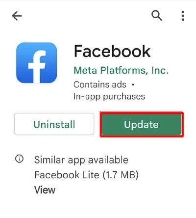 Update Facebook app