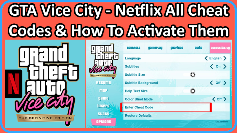 GTA Vice City Netflix All Cheat Codes and How To Use Them