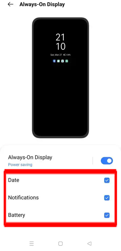 Set Always-On display Settings on Realme C17