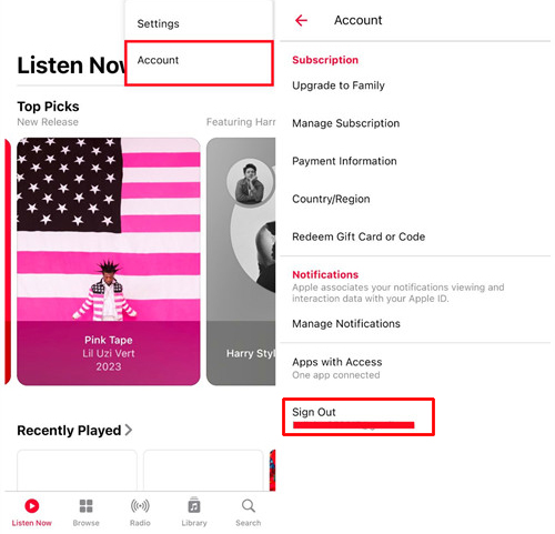 Sign out from Apple Music and then Sign In Back