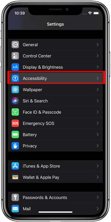 Tap on Accessibility