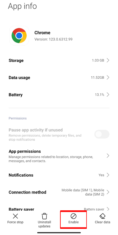 Check For Disabled Apps
