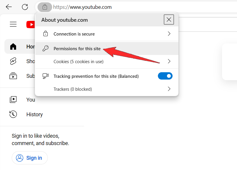 Permission to the site