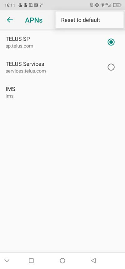 Reset APN To Default