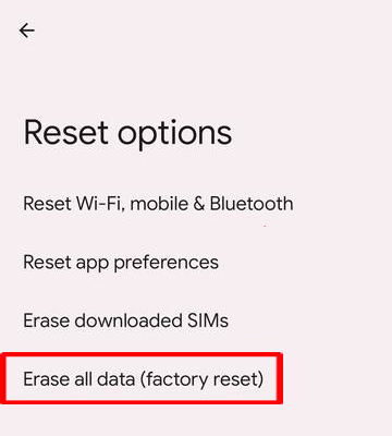 Factory Data Reset Google Pixel 8a