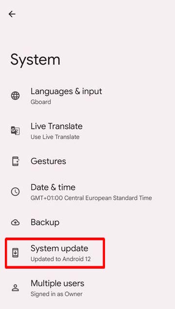 Install Google Pixel Software update