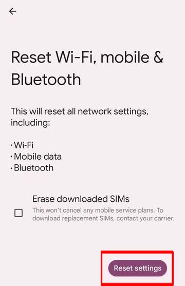 Reset Network Settings