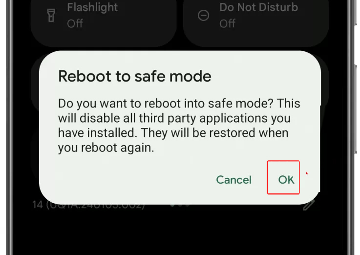 Safe Mode on Google Pixel 8a
