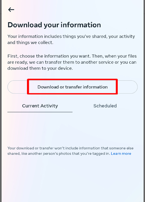 Download your Information
