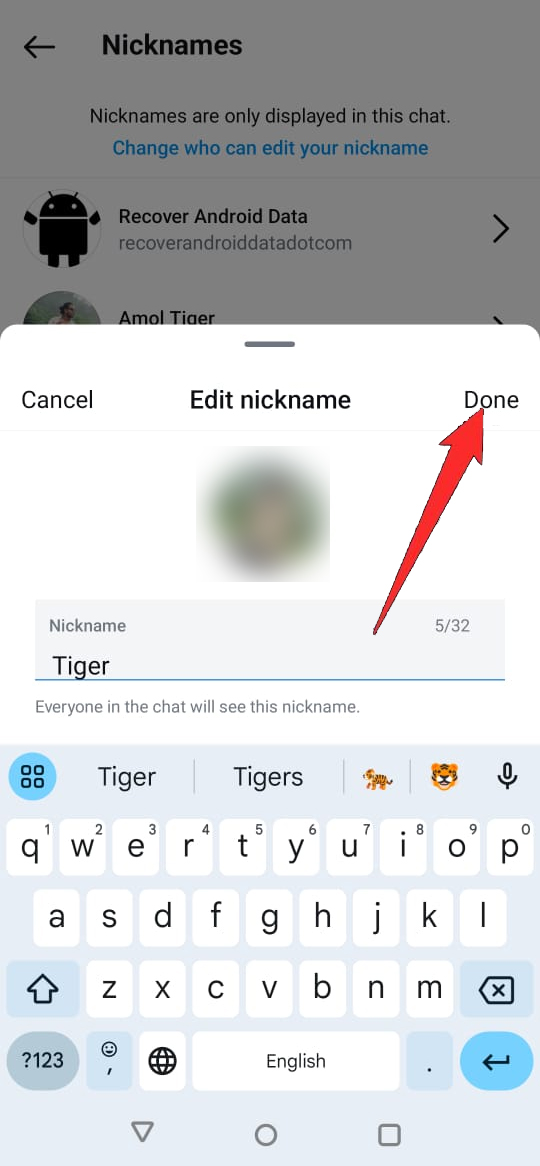 Add or edit a nickname in a chat on Instagram
