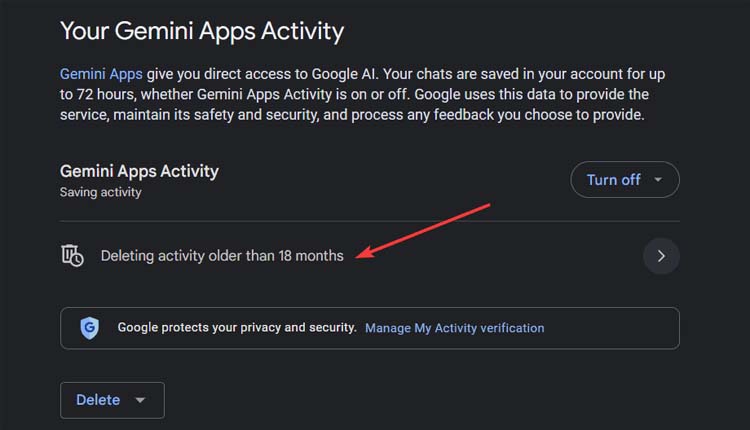 How To Change Auto Delete Gemini Apps Activity Period